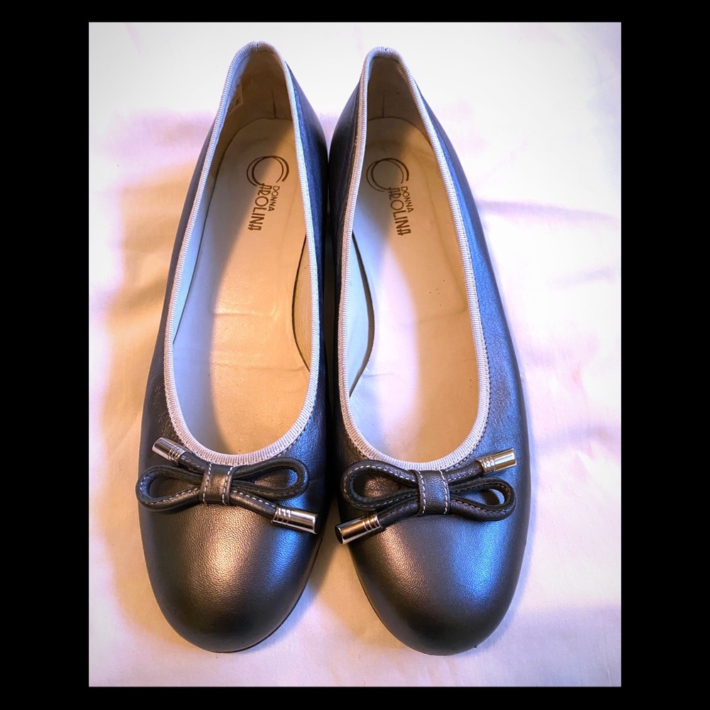 Donna Carolina Italian Gun metal ballet flats